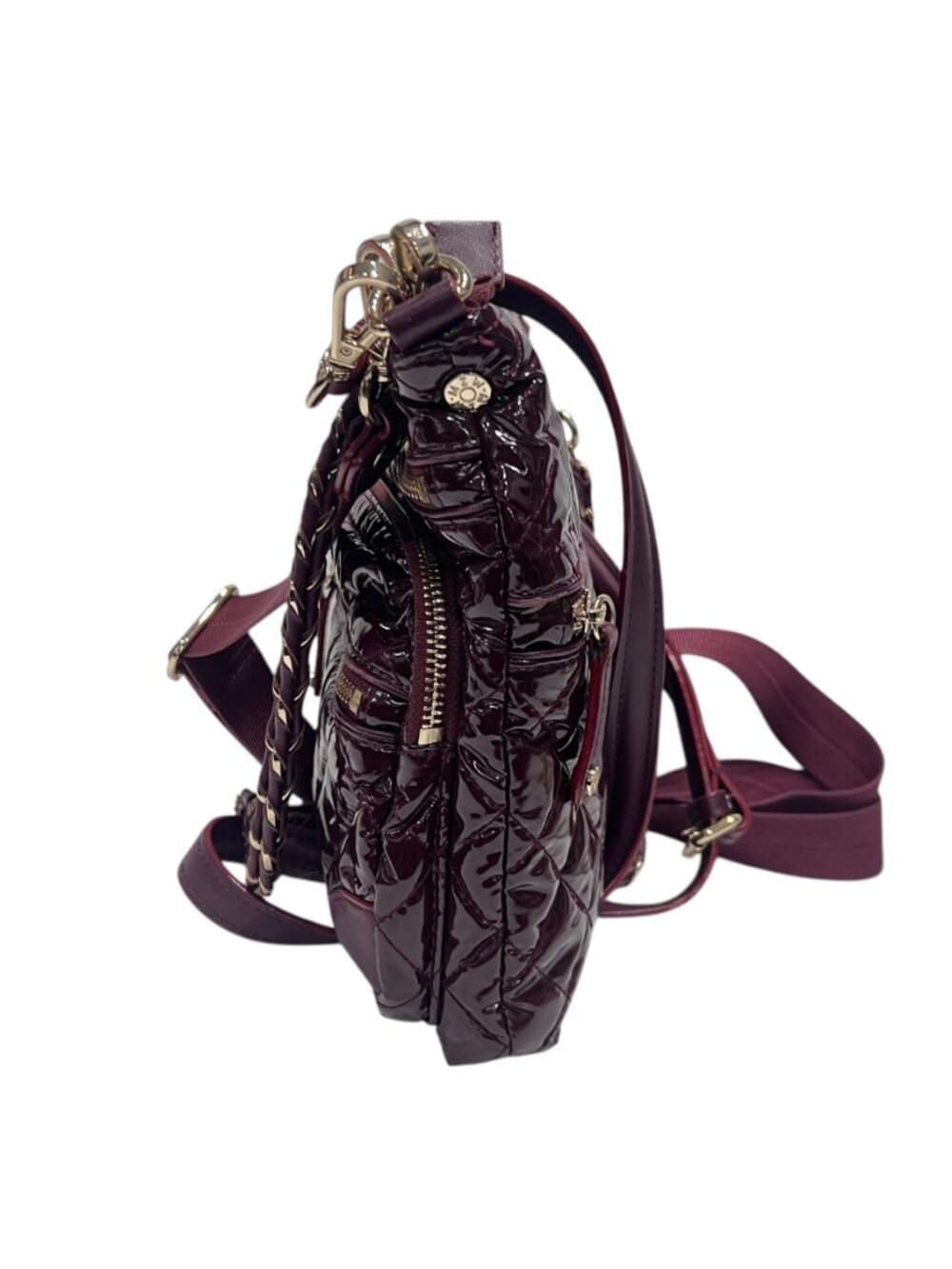 $335 MZ WALLACE Burgundy Red Downtown Crosby Patent Crossbody Shoulder Bag - Picture 6 of 10